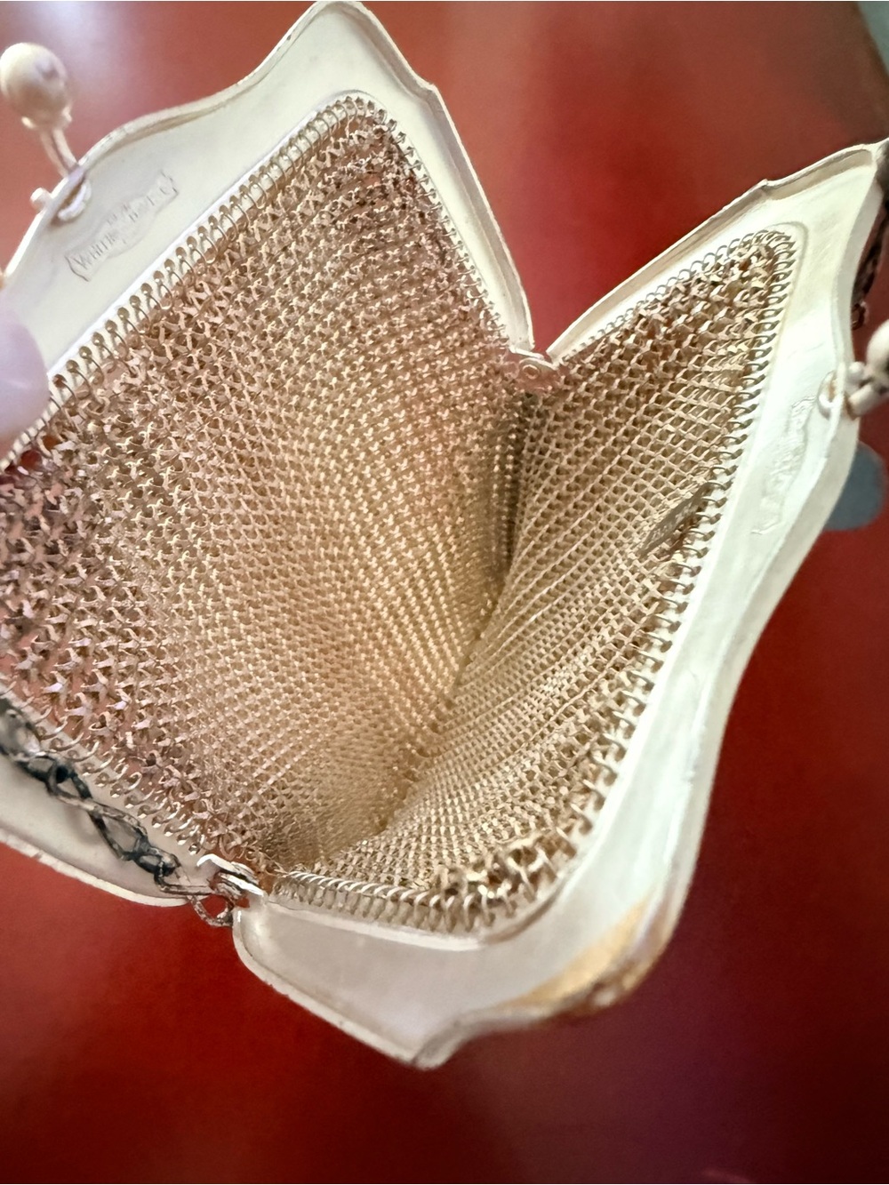 Whiting and Davis Vintage Gold and Brown Mesh Evening Bag. Perfect condition. - Picture 7 of 11